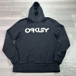 Oakley Hoodie Mens Small Black Pullover Fleece Sweatshirt Logo Graphic